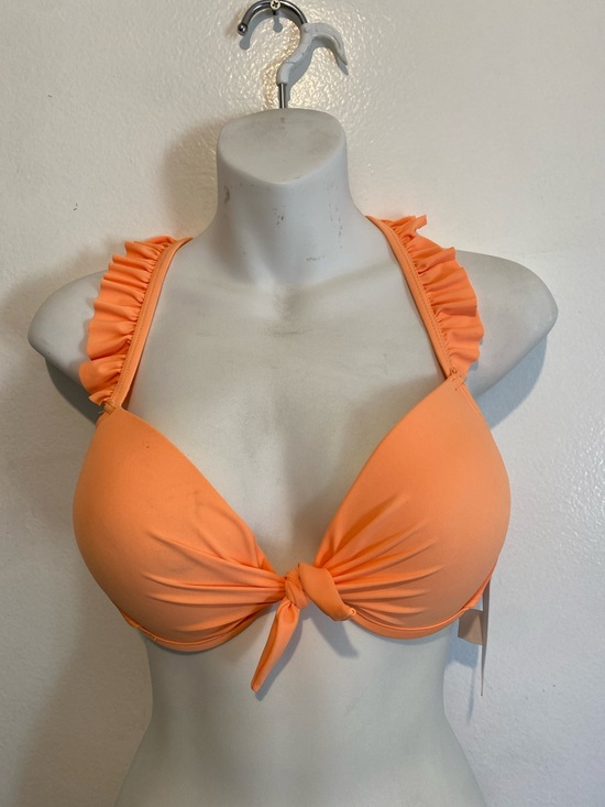Salt + Cove Other - Salt + Cove Peach Orange Ruffle Halter Bikini Top
